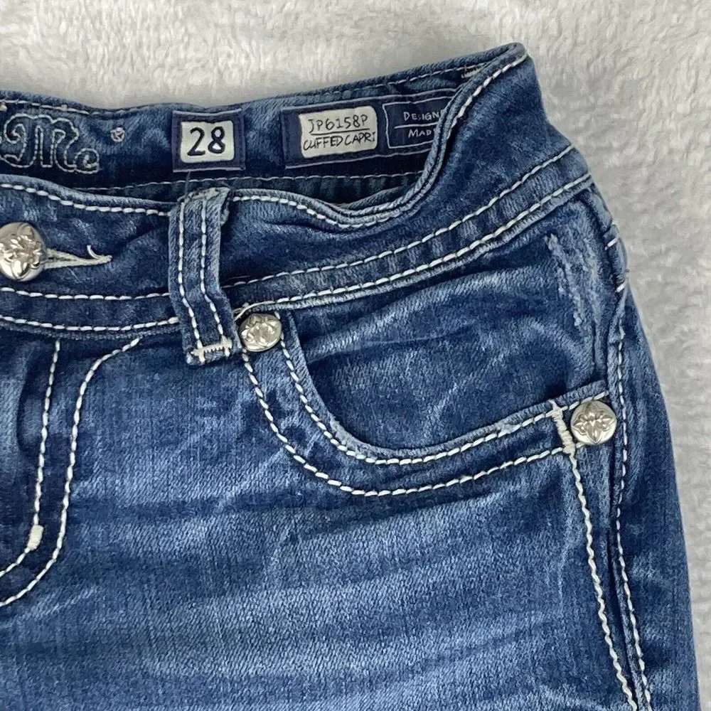 Miss Me Capri Womens Low Rise Blue Denim Jeans‎ Size 28